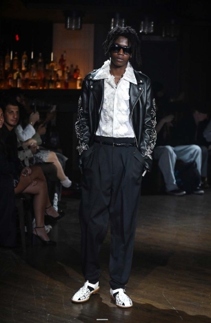 The John Richmond Spring Summer 2026 collection - CULTURE VULTURE: PICKING AT THE BONES OF SUBCULTURES. Look 2.