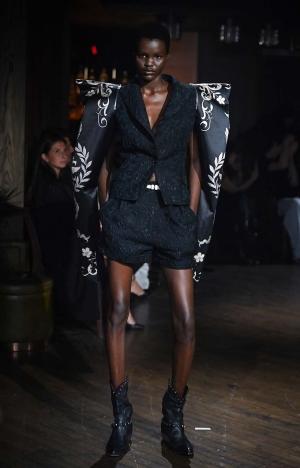 The John Richmond Spring Summer 2026 collection - CULTURE VULTURE: PICKING AT THE BONES OF SUBCULTURES. Look 12.