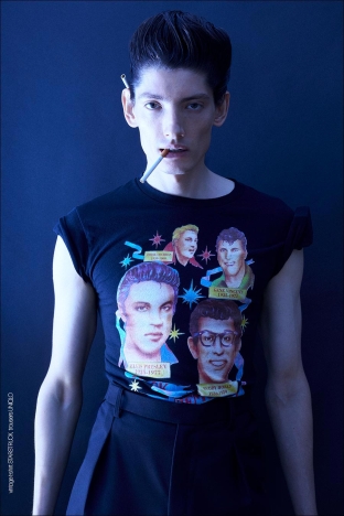 Model Emmanuel Leal from Muse Management. Photographed for Ponyboy by Alexander Thompson in New York City. Look 10.