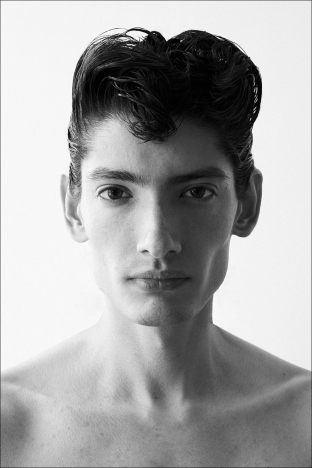 Model Emmanuel Leal from Muse Management. Photographed for Ponyboy by Alexander Thompson in New York City. Look 1.