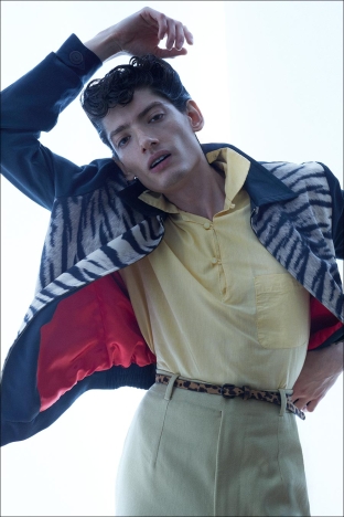 Model Emmanuel Leal from Muse Management. Photographed for Ponyboy by Alexander Thompson in New York City. Look 4.