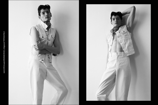 Model Emmanuel Leal from Muse Management. Photographed for Ponyboy by Alexander Thompson in New York City. Spread 1.