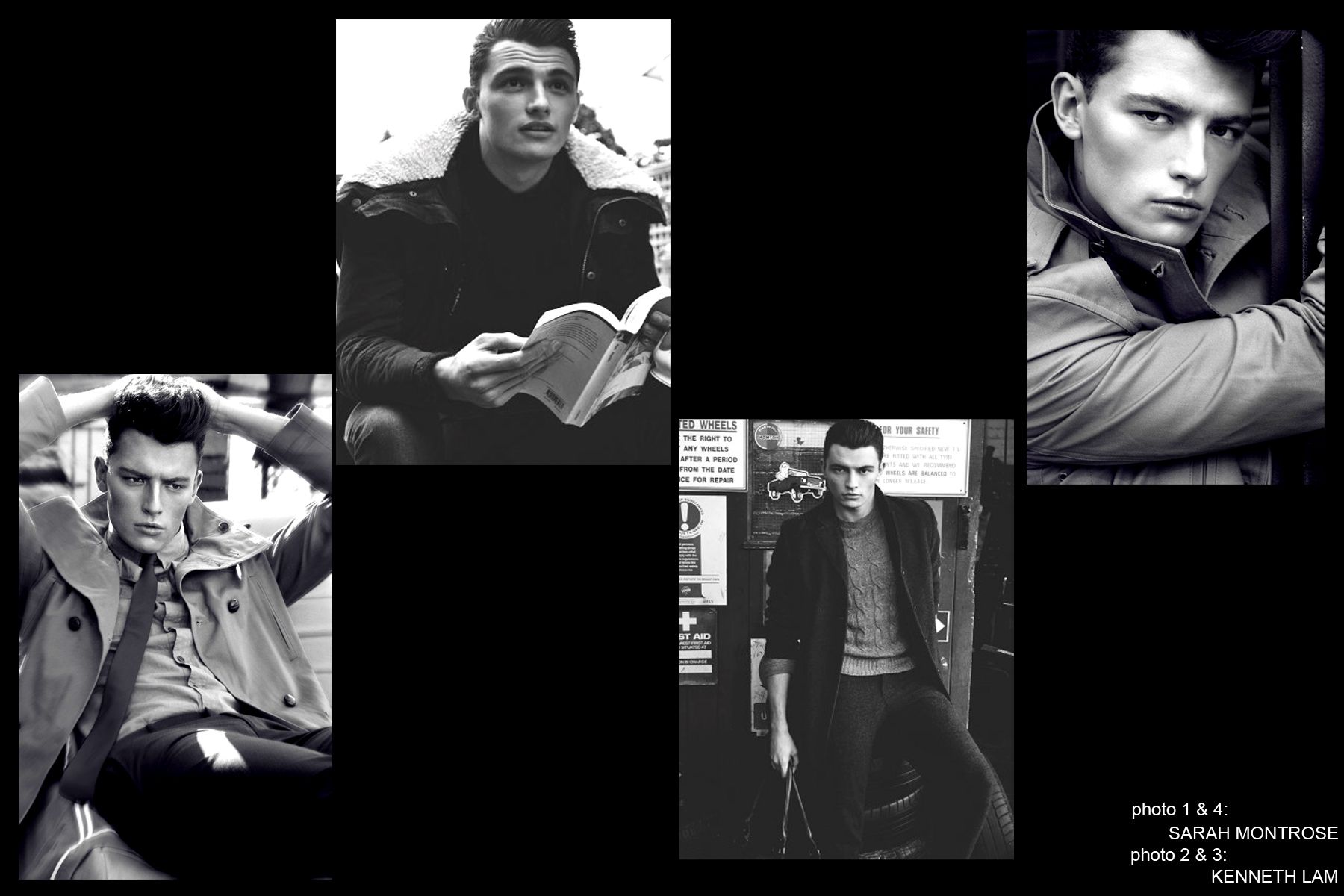 Collage of male model Tyler Rix for Ponyboy Magazine.