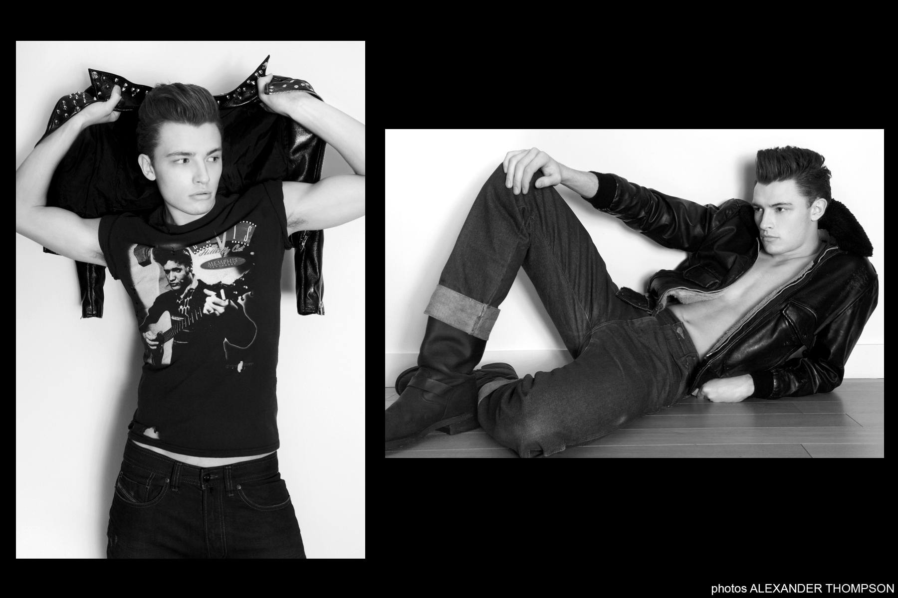 B&W images of UK model Tyler Rix, for Ponyboy Magazine, photographed by Alexander Thompson.