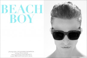 Model Brendon Beck wears sunglasses by Saint Laurent for Ponyboy Magazine, photographed by Alexander Thompson.