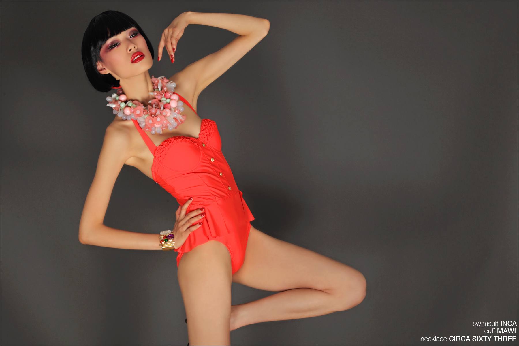 One piece swimsuit photographed by Alexander Thompson, modeled by Meng Meng for Ponyboy Magazine.