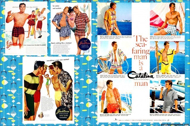 Catalina, Jantzen and McGregor swimsuit advertisements for Ponyboy Magazine.