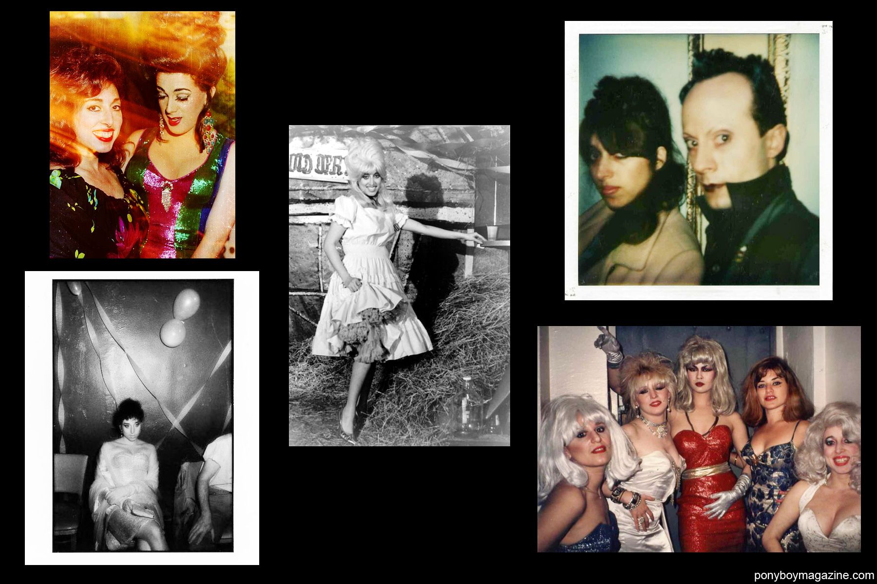 Assorted photos of Kay K and friends, including Klaus Nomi for Ponyboy Magazine.