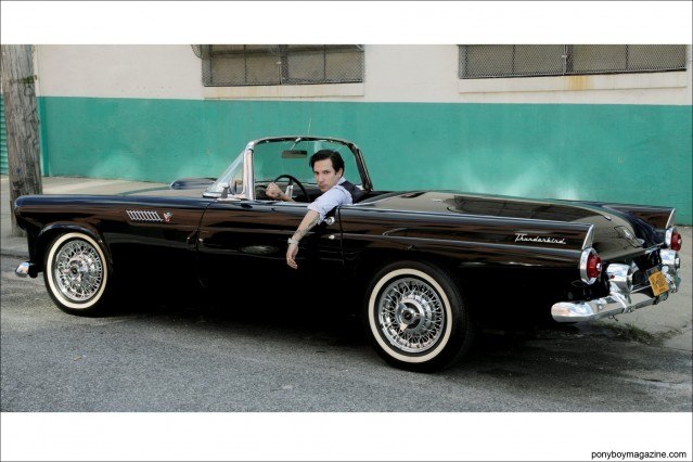 Ryan Matthew Cohn of Oddities fame, photographed in his 1955 Ford Thurnderbird convertible by Alexander Thompson for Ponyboy Magazine.