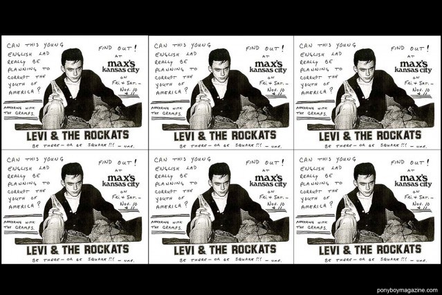 The first flyer for US debut of Levi & The Rockats at Max's Kansas City in New York City, Ponyboy Magazine.
