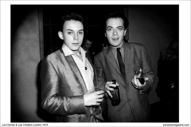 B&W photo of a young Levi Dexter in London with then manager Lee Childers, circa 1979, Ponyboy Magazine.