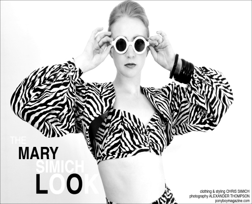 Mary Simich for Ponyboy Magazine. Clothing and styling by Chris Simich. Photographed by Alexander Thompson.