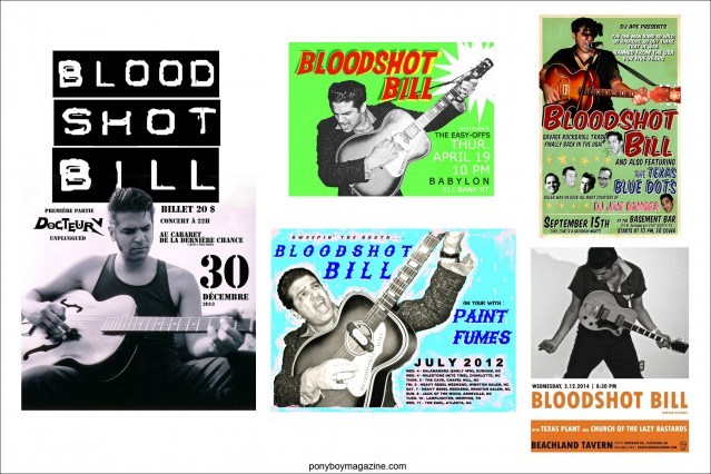 Posters for "One Man Band" Bloodshot BIll. Ponyboy Magazine in New York City.