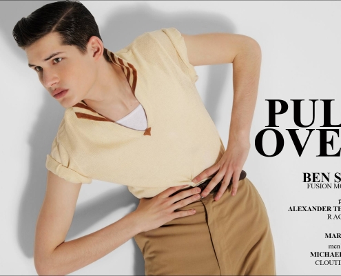 Ben Stift opening spread for "Pull Over", vintage men's editorial for Ponyboy Magazine, photographed by Alexander Thompson in New York City.