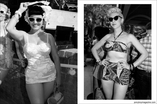 B&W images of 1950's style women's vintage swimsuits, photographed by Alexander Thompson at the Viva Las Vegas weekender for Ponyboy Magazine.