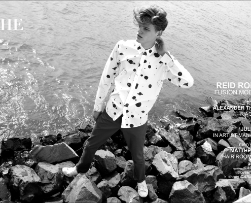 Reid Rohling from the Fusion Agency in New York, stars in Ponyboy Magazine men's editorial "On The Waterfront". Photographed by Alexander Thompson, with styling by Jules Wood.