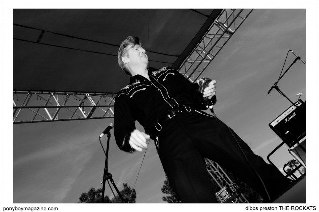 The Rockats lead singer Dibbs Preston performs at the Viva Las Vegas rockabilly weekender car show. Photographed for Ponyboy Magazine by Alexander Thompson.