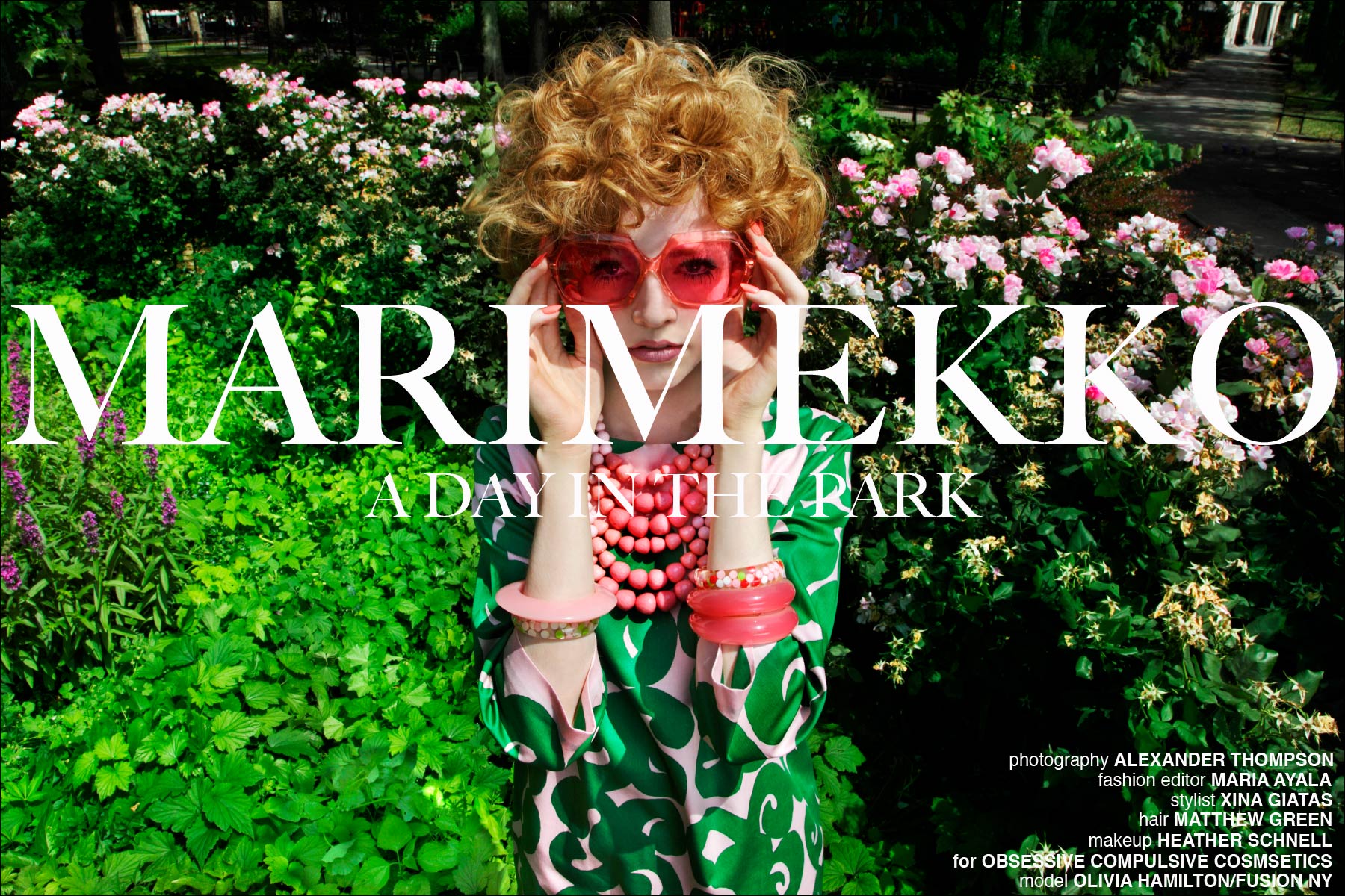 MARIMEKKO, A day in the park, the latest women's editorial for Ponyboy Magazine. Photographed by Alexander Thompson, with styling by Xina Giatas.