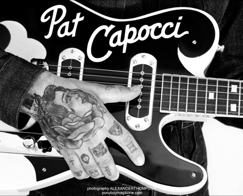 Australian rockabilly musician Pat Capocci, opening spread for Ponyboy Magazine. Photographed by Alexander Thompson.