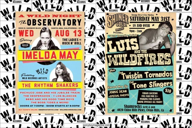 Flyers for Imelda May/The Rhythm Shakers, as well as Luis & The Wildfires. Ponyboy Magazine.