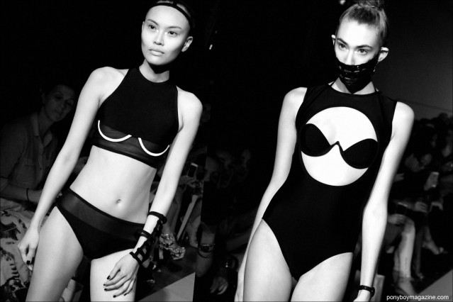 Models in cut-out clothing by Chromat, shown during S/S 2015 fashion week at The Standard in New York. Photos by Alexander Thompson for Ponyboy Magazine.