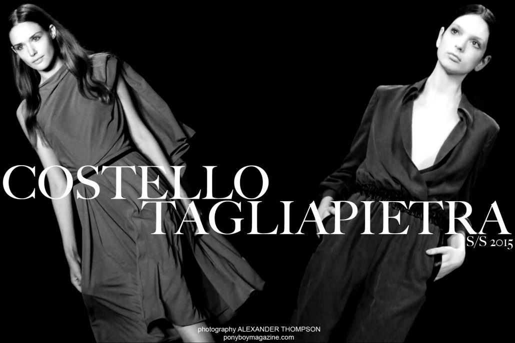Costello Tagliapietra Spring/Summer 2015 collection shown at Milk Studios in New York City. Photographed for Ponyboy Magazine by Alexander Thompson.