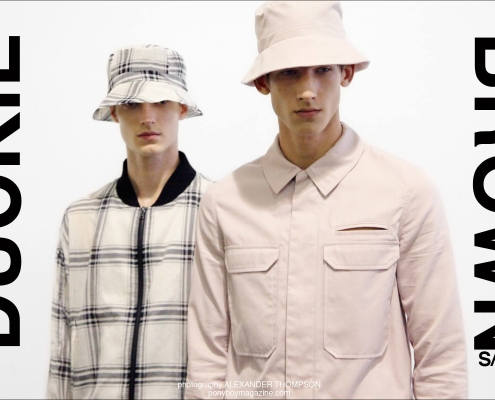 Model Botond Cseke in Duckie Brown Spring/Summer 2015 collection, photographed at Industria Studios in New York City. Photograph by Alexander Thompson for Ponyboy Magazine.