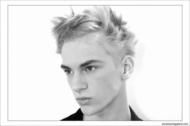 Portrait of male model Dominik Sadoch, backstage at Patrik Ervell S/S15 by Alexander Thompson for Ponyboy Magazine.