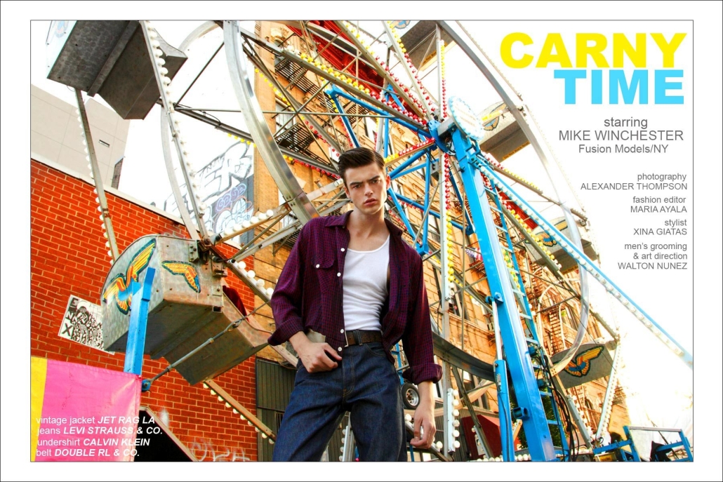 Male model Mike Winchester, with the Fusion Agency NY, stars in Ponyboy Magazine men's rockabilly editorial photographed by Alexander Thompson.