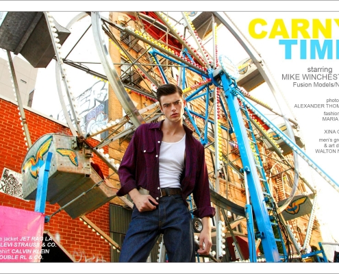 Male model Mike Winchester, with the Fusion Agency NY, stars in Ponyboy Magazine men's rockabilly editorial photographed by Alexander Thompson.