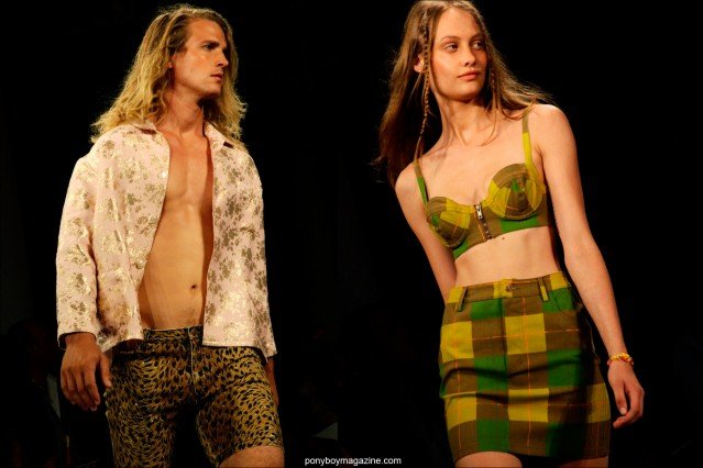 Men's and women's 70's inspired clothing at Jeremy Scott Spring/Summer 2015 show at Milk Studios. Photographs by Alexander Thompson for Ponyboy Magazine.