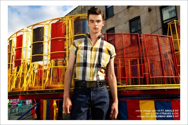 Male model Mike Winchester, photographed in Williamsburg, NY by Alexander Thompson for Ponyboy Magazine men's rockabilly editorial.