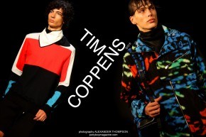 Models Piero Mendez and Marc Schulze walk in the Tim Coppens Spring/Summer 2015 collection shown at Milk Studios in New York City. Photographs by Alexander Thompson for Ponyboy Magazine.