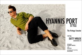 "Hyannis Port Style", a men's vintage sweater editorial starring Dutty Wruck from Adam Models NY. Photographed by Alexander Thompson in New York City.