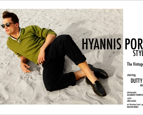 "Hyannis Port Style", a men's vintage sweater editorial starring Dutty Wruck from Adam Models NY. Photographed by Alexander Thompson in New York City.