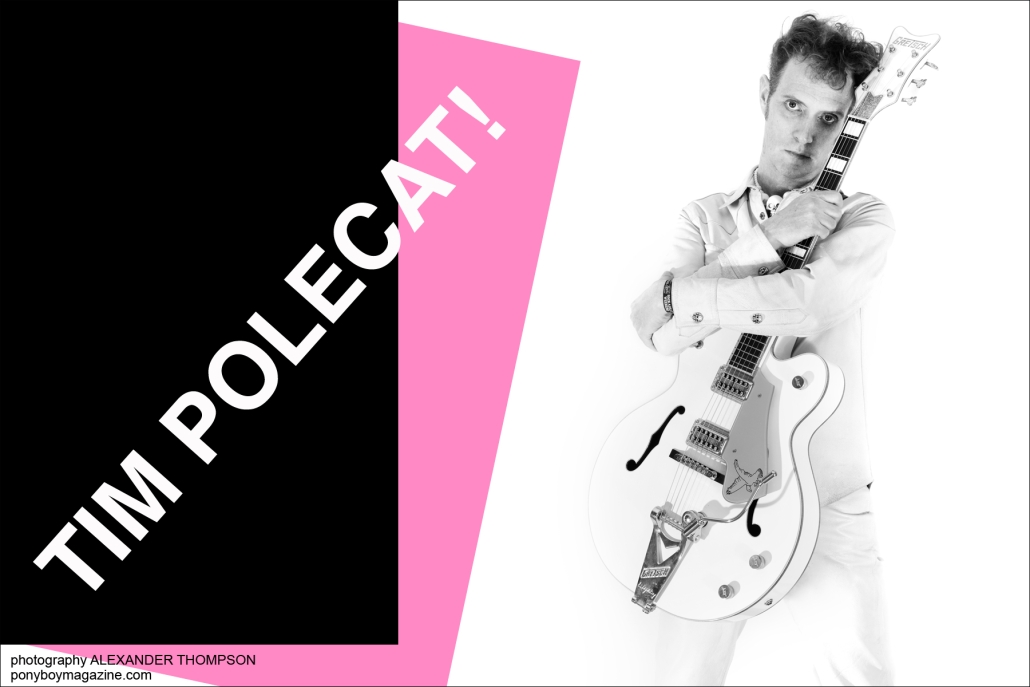 Tim Polecat, lead singer for neo-rockabilliy band The Polecats, photogrpahed by Alexander Thompson for Ponyboy Magazine in New York City.