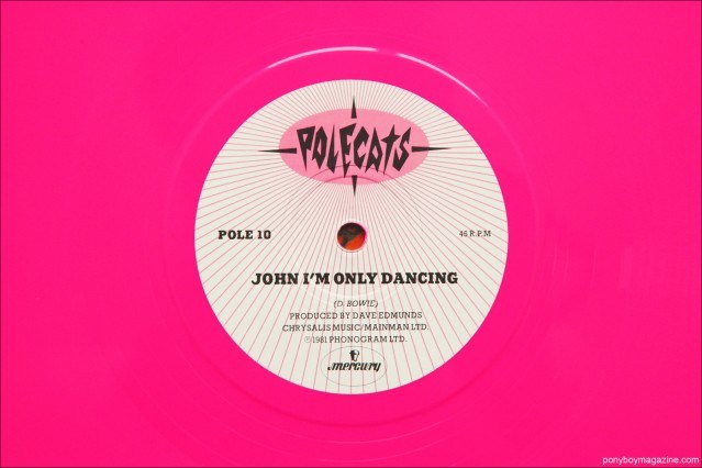 PInk vinyl album from rockabilly band Polecats, of their single "John I'm Only Dancing". Ponyboy Magazine.