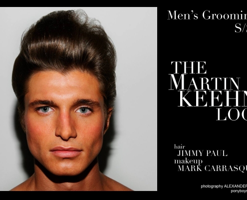 Model Tyler James with Q Model Management, photographed backstage at Martin Keehn S/S15. Hair by Jimmy Paul and makeup by Marc Carrasquillo. Photographed for Ponyboy Magazine by Alexander Thompson.