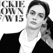 Opening spread for Ponyboy magazine backstage Duckie Brown F/W15 feature, with a photo of male model Charlie James. Photographs by Alexander Thompson.