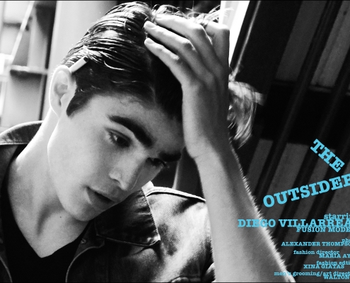 Fusion model Diego Villarreal stars in 1950's menswear editorial "The Outsider", photographed by Alexander Thompson for Ponyboy magazine.