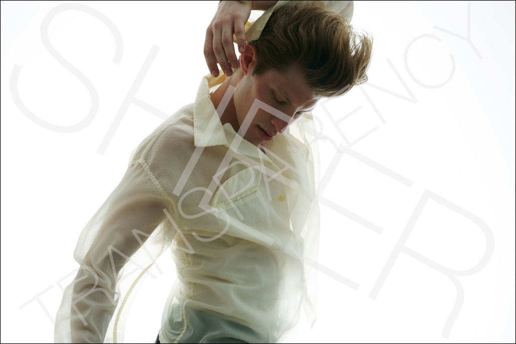 Fusion model Jordan Paris stars in Ponyboy magazine men's editorial "Sheer Transparency", photographed by Alexander Thompson.
