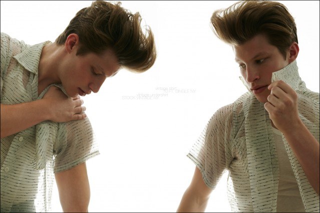 Vintage sheer shirt story, photographed by Alexander Thompson for Ponyboy magazine, starring model Jordan Paris.