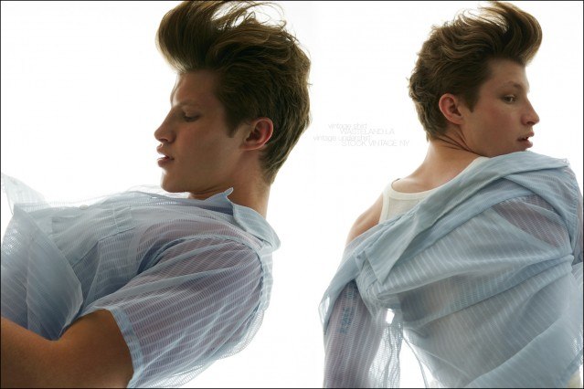 Male model Jordan Paris photographed in vintage shirts for Ponyboy magazine by Alexander Thompson.