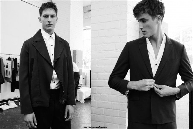Model James Smith, photographed by Alexander Thompson, backstage at Carlos Campos S/S16, for Ponyboy magazine.