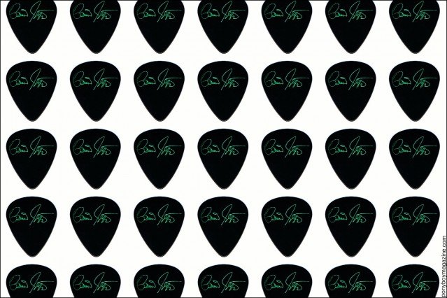 Brian Setzer guitar picks, from the collection of Stray Cats Collector's. Ponyboy magazine.