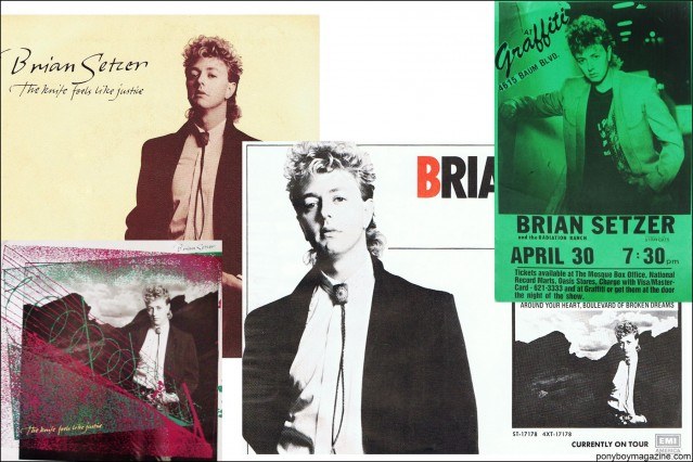 Ads from the 1980's, of a Brian Setzer solo release, from the collection of Stray Cats Collector's. Ponyboy magazine