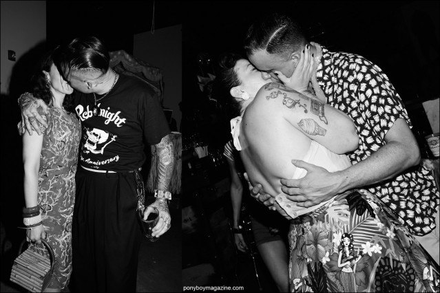 Rockabilly couples kiss at the Hula Rock Vol 2 weekender in New York City. Photographs by Alexander Thompson for Ponyboy magazine.