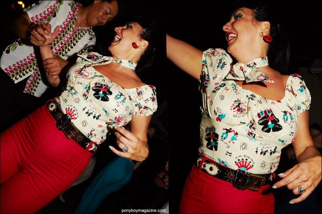 Rockabilly singer Jukebox Jodi, photographed on the dance floor at Hula Rock Vol 2 in New York City. Photographs by Alexander Thompson for Ponyboy magazine.