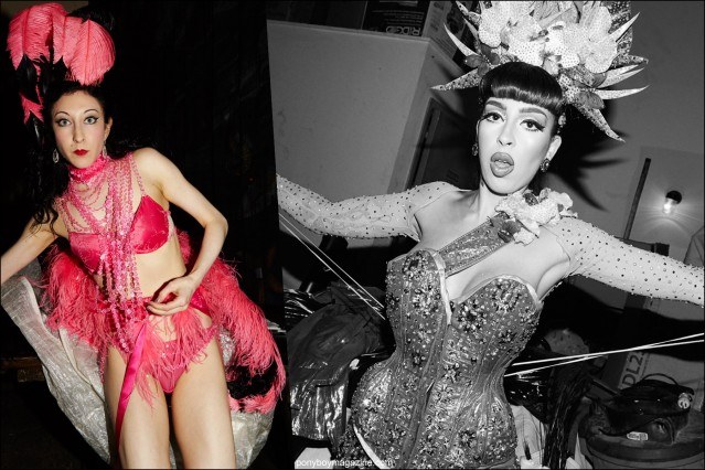 Burlesque performers photographed backstage at Hula Rock Vol 2 rockabilly weekender in New York City. Photographs by Alexander Thompson for Ponyboy magazine.