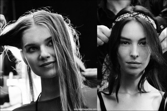 Models in hair, backstage at the Erin Fetherston S/S 2016 womenswear show. Photography by Alexander Thompson for Ponyboy magazine.